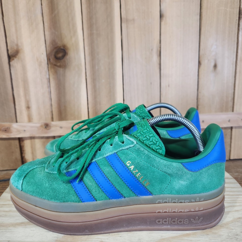 Adidas Gazelle Bold Shoes Womens 9.5 Green Suede Platform Sneakers Gum